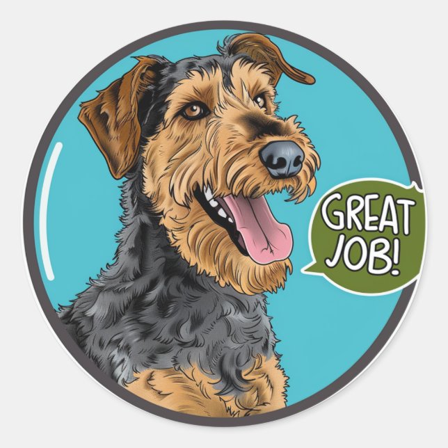 Airedale Great Job Teacher Belohnung Runder Aufkleber (Vorderseite)