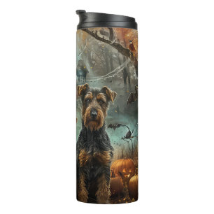 Airedale Halloween Night Doggy Delikatesse Thermosbecher