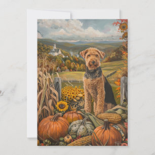 Airedale Herbsternte Erntedankfest Hund Feiertagskarte