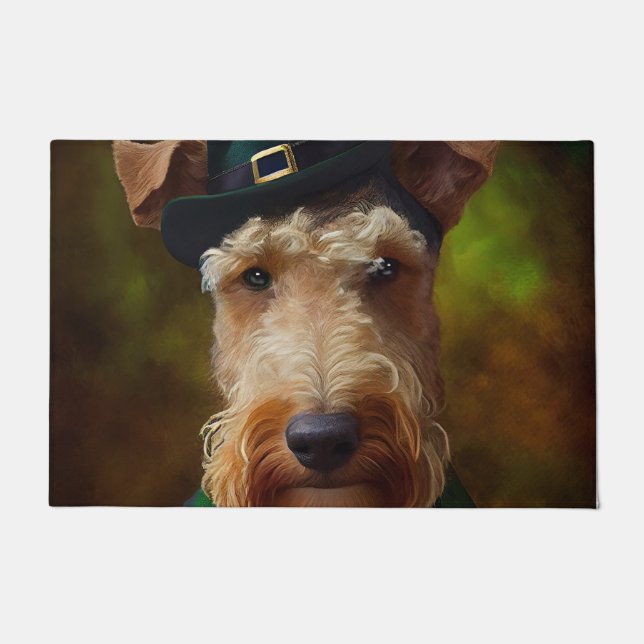 Airedale Hund am St. Patrick's Day Fußmatte (Vorderseite)