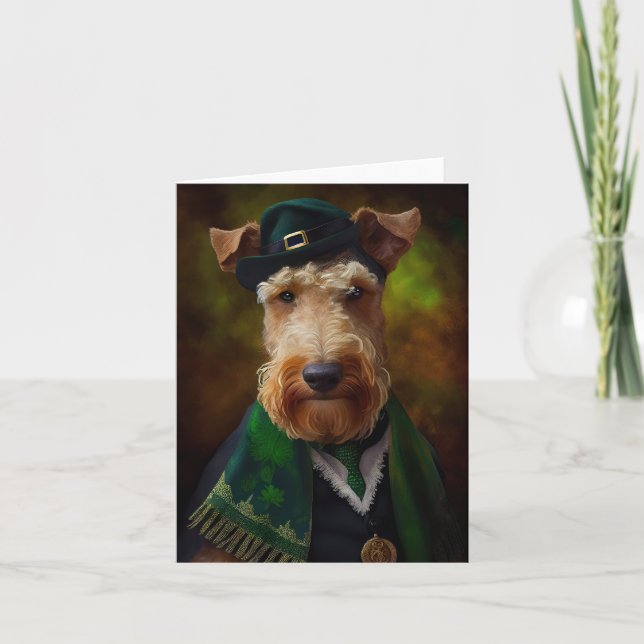 Airedale Hund am St. Patrick's Day Karte (Vorderseite)