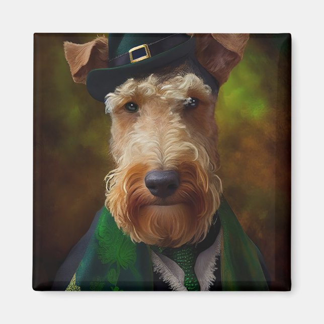Airedale Hund am St. Patrick's Day Magnet (Vorne)