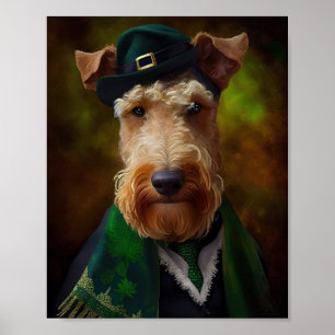 Airedale Hund am St. Patrick's Day Poster