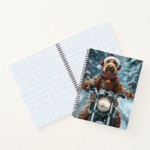 Airedale Hund fährt Motorrad Weihnachten Notizbuch