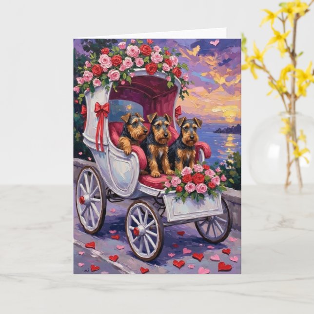 Airedale Hund Valentinstag  Karte (Gelbe Blume)