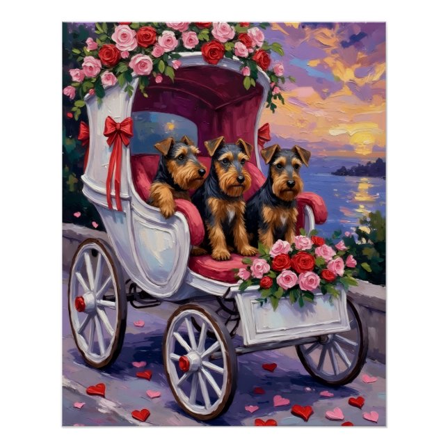 Airedale Hund Valentinstag  Poster (Vorderseite)