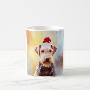 Airedale Hund Weihnachten Weihnachtsmannmütze Art  Kaffeetasse