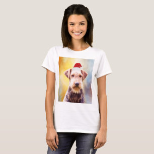 Airedale Hund Weihnachten Weihnachtsmannmütze Art T-Shirt