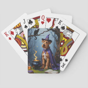 Airedale-Hund - Whimsical Halloween-Malerei Spielkarten