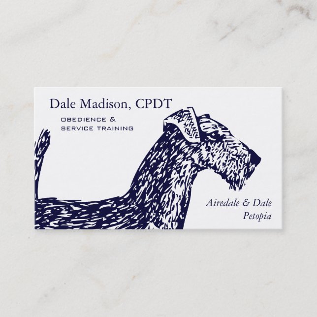 Airedale-Hundegeschäft Visitenkarte (Vorderseite)