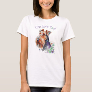 Airedale-Hundemama-Blumenmuster T-Shirt