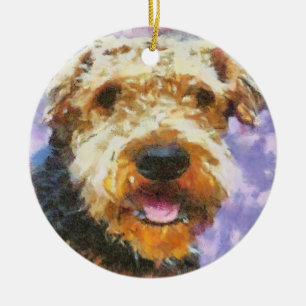 Airedale Keramik Ornament