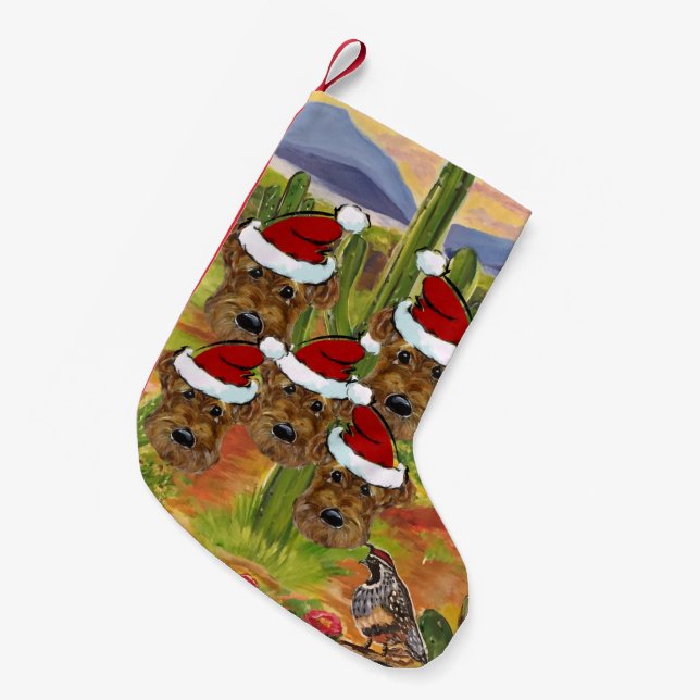 Airedale Kleiner Weihnachtsstrumpf (Vorderansicht (hängend))
