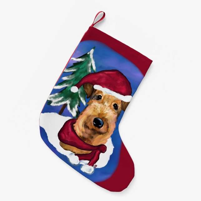 Airedale Kleiner Weihnachtsstrumpf (Vorderansicht (hängend))