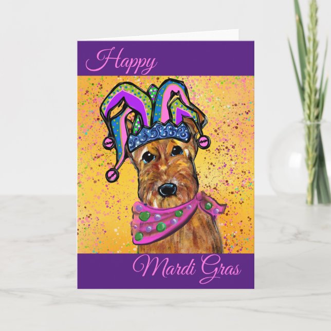 AIREDALE MARDI GRAS KARTE (Vorderseite)