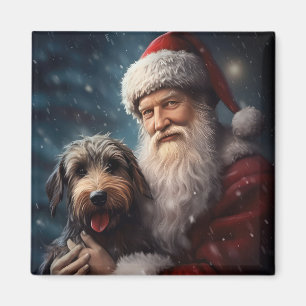 Airedale mit dem Weihnachtsmann Festlich Weihnacht Magnet