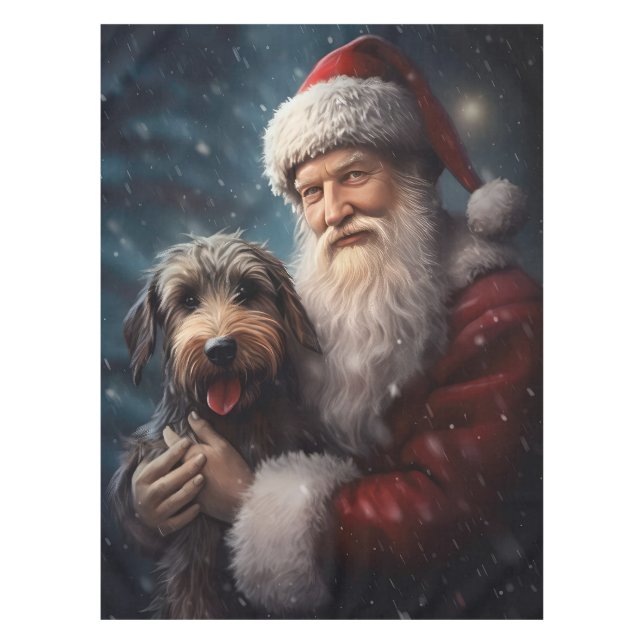 Airedale mit dem Weihnachtsmann Festlich Weihnacht Tischdecke (Vorderseite)