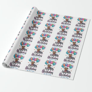 Airedale mit Luftballons Geburtstag Geschenkpapier