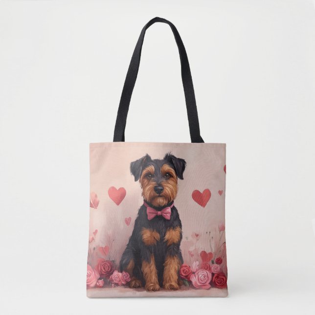 Airedale mit Rose - Valentinstag (Vorderseite)