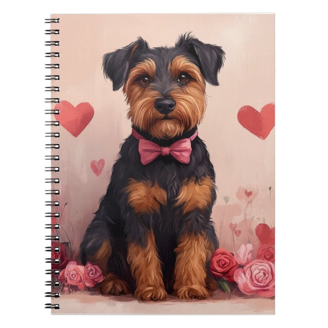 Airedale mit Rose - Valentinstag Notizblock (Vorderseite)