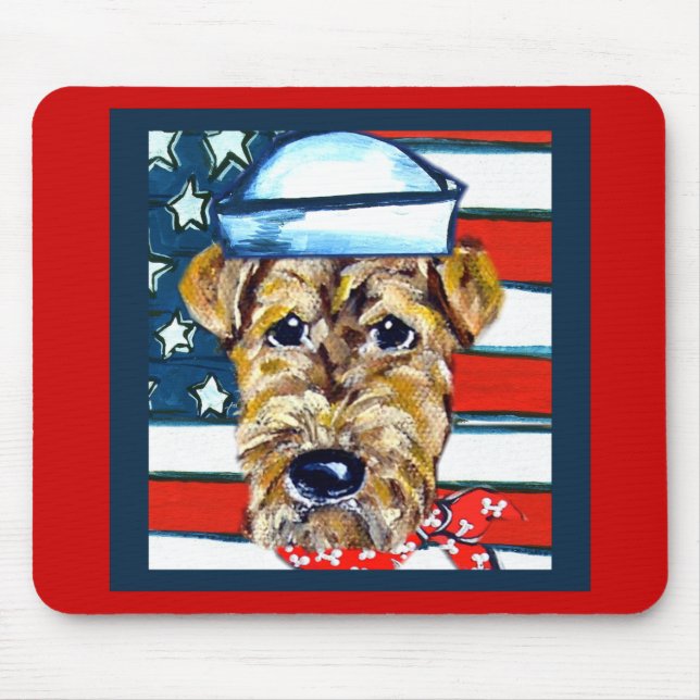 Airedale Navy Mousepad (Vorne)