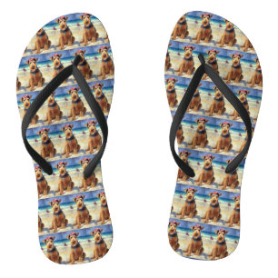 Airedale on Beach, Sommergeschenk für Hundefreunde Flip Flops