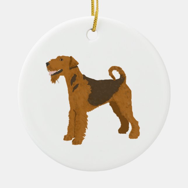 Airedale Personalisiert Hund Weihnachtsdekoration Keramik Ornament (Vorne)