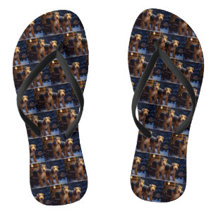 Airedale Schneesegler Weihnachtsdekoration Flip Flops
