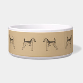 Airedale Sketch Custom Ceramic Pet Bowl Napf