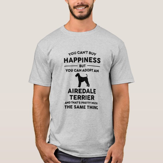 Airedale Terrier Adoption Glück T-Shirt (Vorderseite)