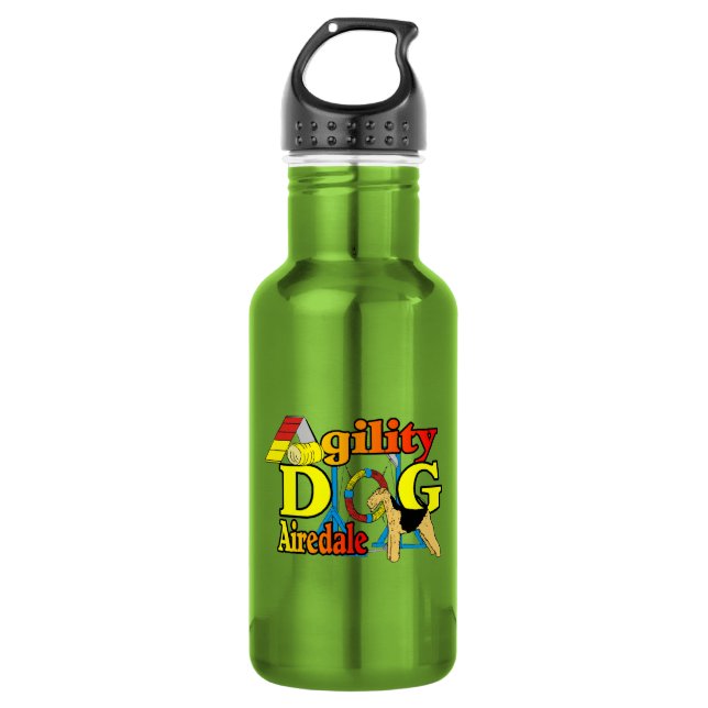 Airedale Terrier Agility Dog Edelstahlflasche (Vorderseite)