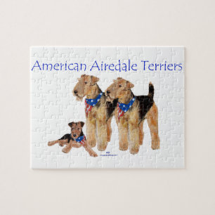 Airedale Terrier Amerikanische Flagge Puzzle