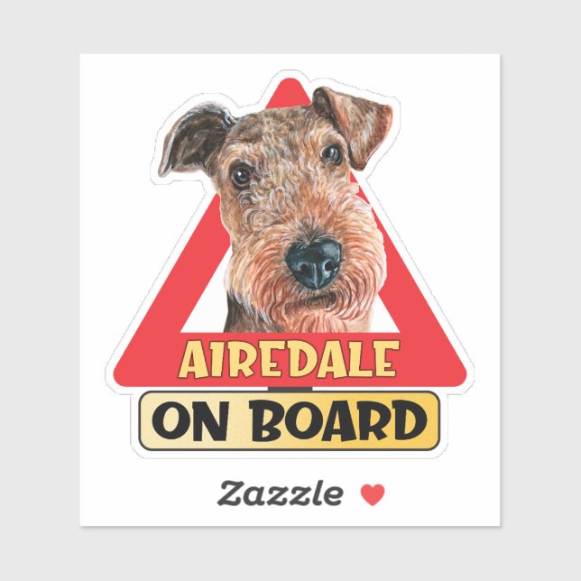 Airedale Terrier an Bord rotes Handelszeichen für  Aufkleber (Blatt)