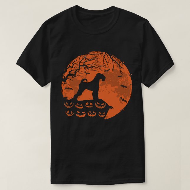 Airedale Terrier and Moon Halloween Hund Lover Ges T-Shirt (Design vorne)