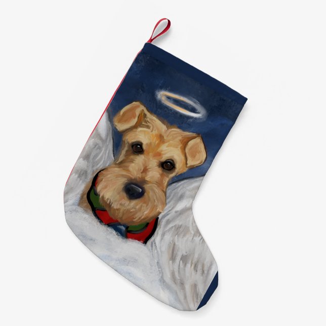 Airedale Terrier Angel Kleiner Weihnachtsstrumpf (Vorderansicht (hängend))