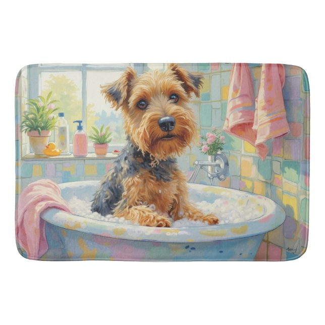 Airedale Terrier Badezeit Spaß Badezimmer Dekor Badematte (Vorderseite)