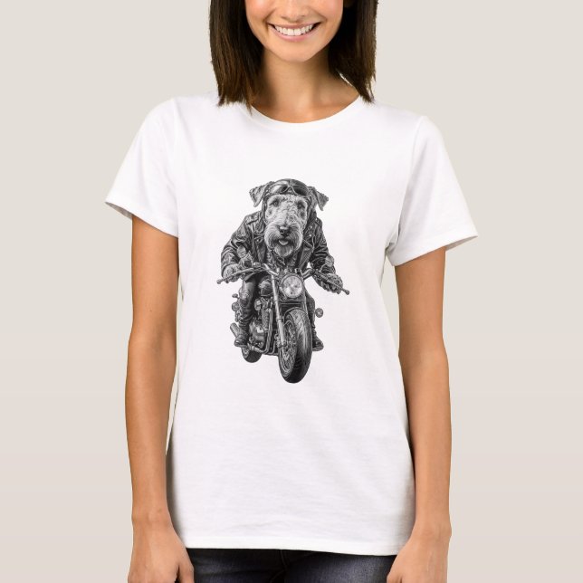 Airedale Terrier Biker T-Shirt (Vorderseite)