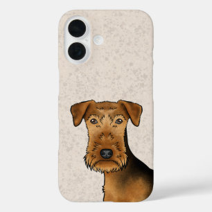 Airedale Terrier Bingley Terrier Dog Kopf auf Beig iPhone 16 Hülle