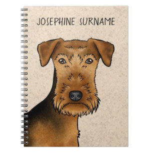 Airedale Terrier Bingley Terrier Hundekopf und Tex Notizblock