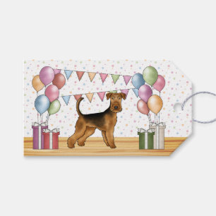 Airedale Terrier Bunter Pastell Frohe Geburtstag Geschenkanhänger