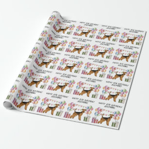 Airedale Terrier Buntes Pastell Frohes Geburtstag Geschenkpapier