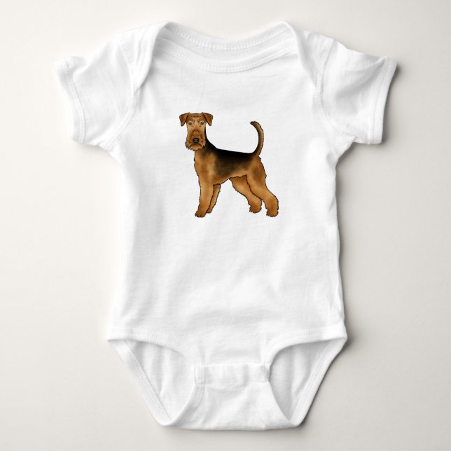 Airedale Terrier Cartoon Bingley Terrier Niedlich  Baby Strampler (Vorderseite)