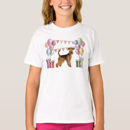 Airedale Terrier Cartoon Hund farbenfroh Geburtsta T-Shirt