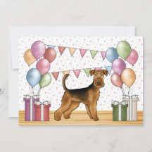 Airedale Terrier Cartoon Hund Farbige Geburtstagsf