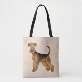 Airedale Terrier Cartoon Hund Stehend auf Beige