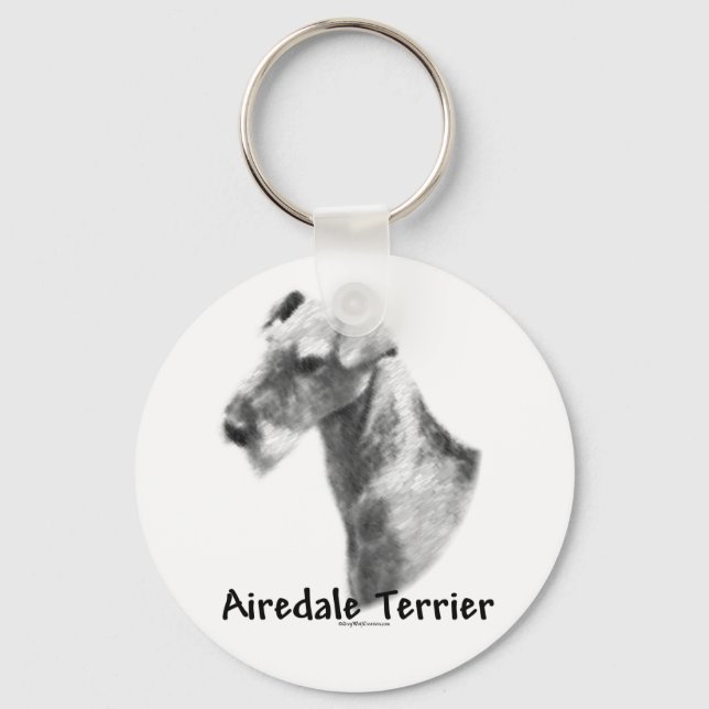 Airedale Terrier Charcoal Schlüsselanhänger (Vorderseite)