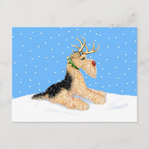 Airedale Terrier Christmas Dale Deer Feiertagspostkarte