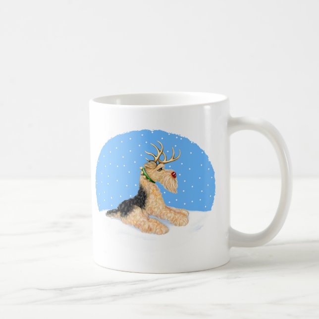 Airedale Terrier Christmas Dale Deer Kaffeetasse (Rechts)