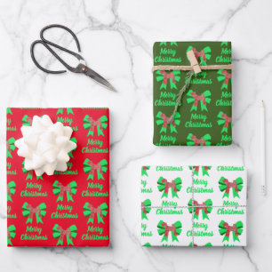 Airedale Terrier Christmas Dog & Green Bow Geschenkpapier Set