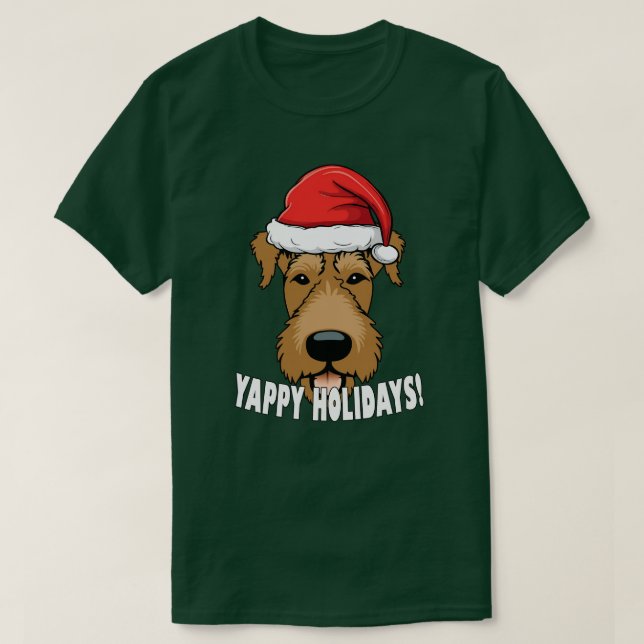 Airedale Terrier Christmas Dog Lover Puppy Santa T-Shirt (Design vorne)